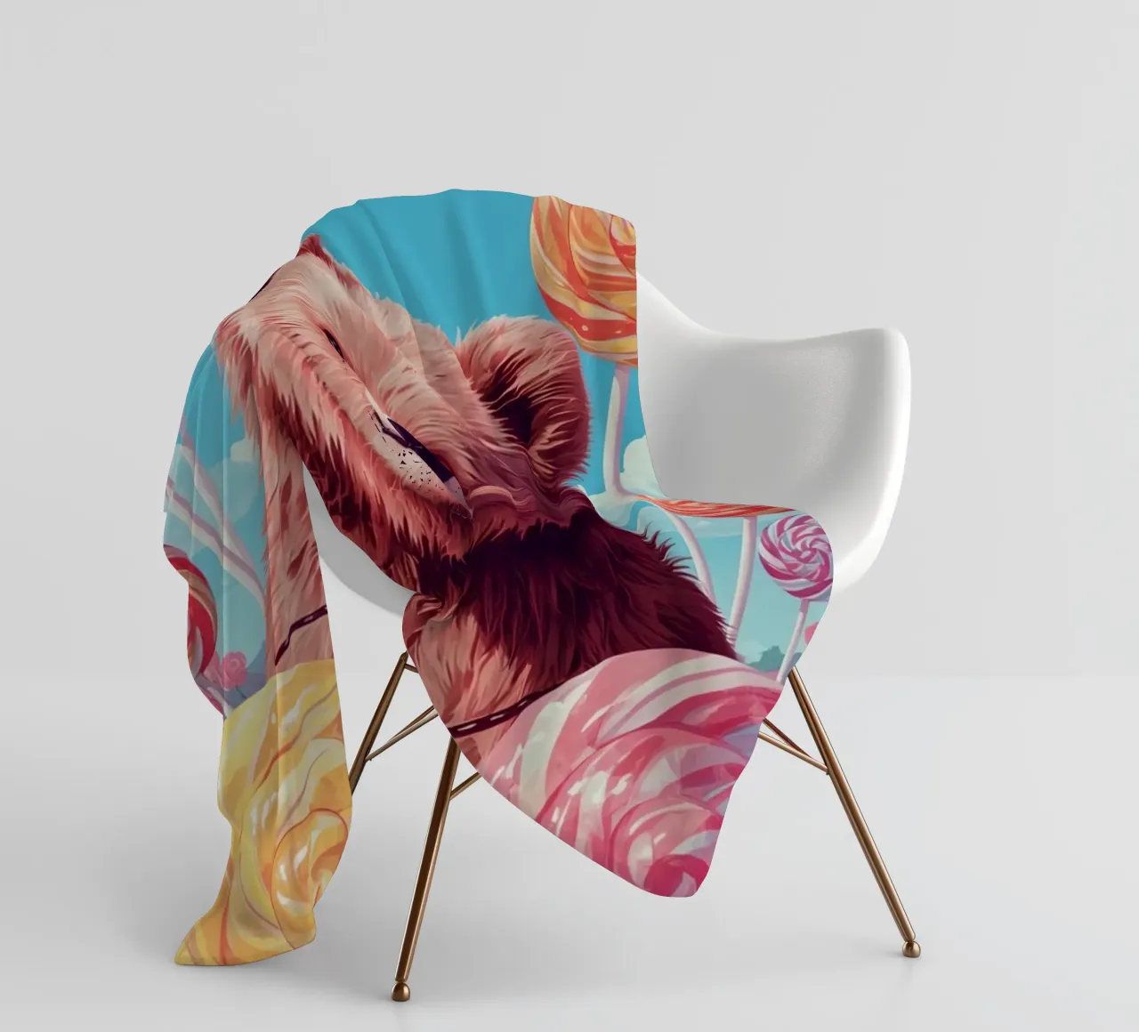 Orso con lecca-lecca e fiori coperta in pile da DesignDoodle