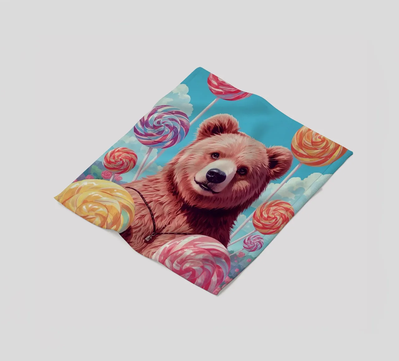 Orso con lecca-lecca e fiori coperta in pile da DesignDoodle