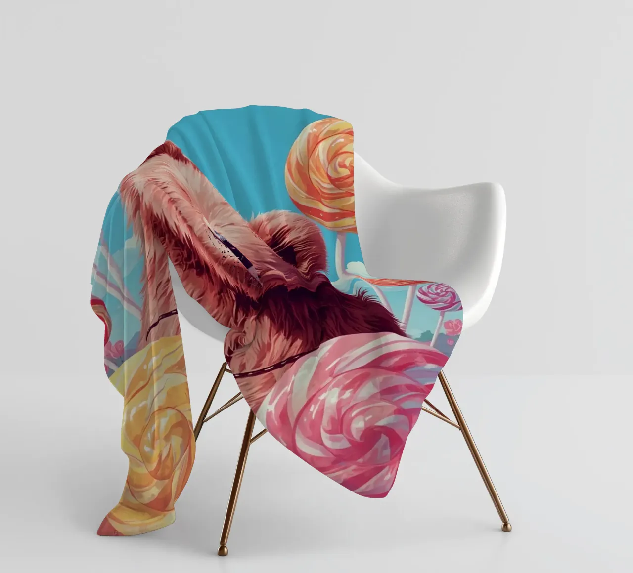 Orso con lecca-lecca e fiori coperta in pile da DesignDoodle