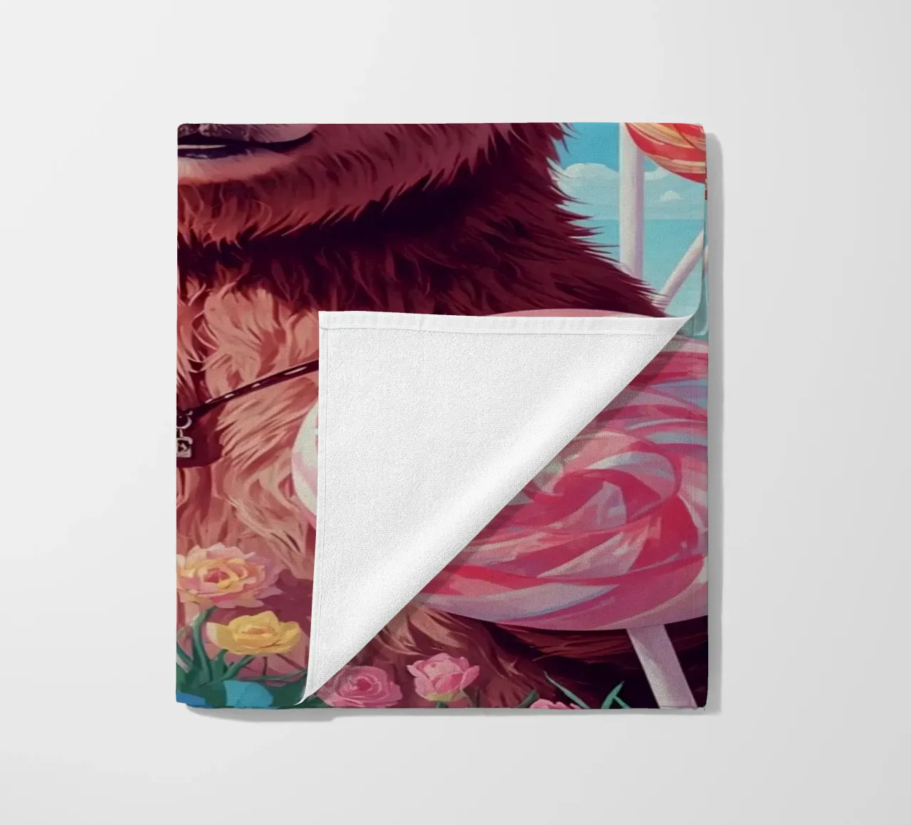 Orso con lecca-lecca e fiori telo mare da DesignDoodle