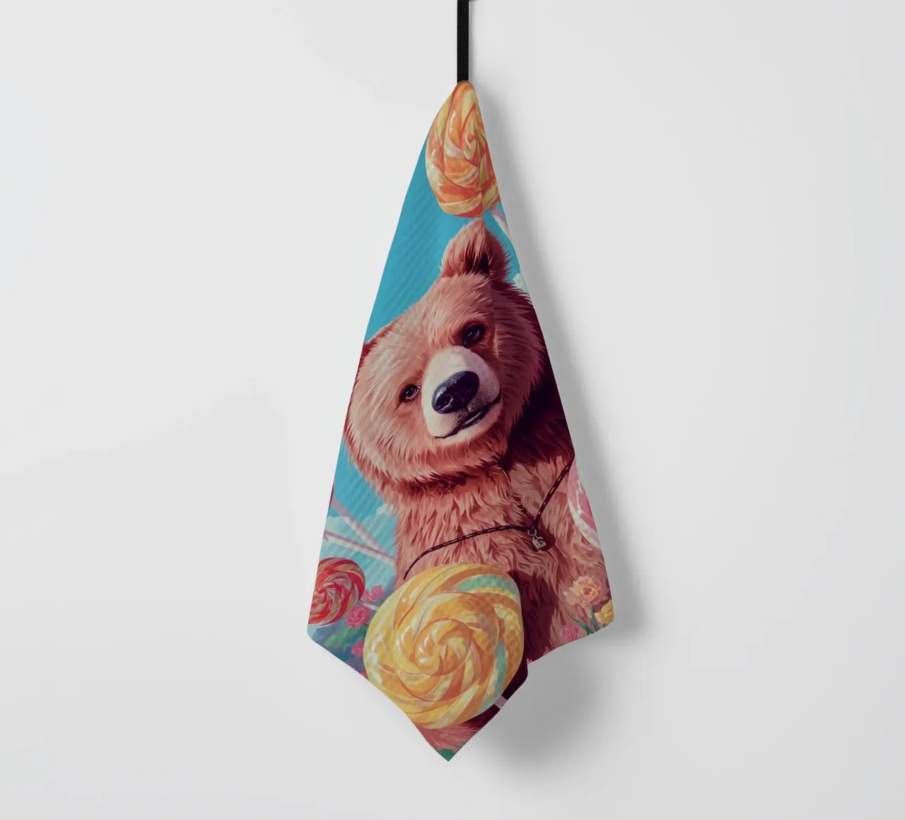 Orso con lecca-lecca e fiori canovaccio da cucina da DesignDoodle