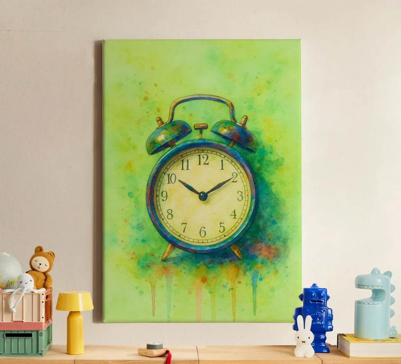 alarm clock old vintage painting canvas with Floater frame by kroocoot