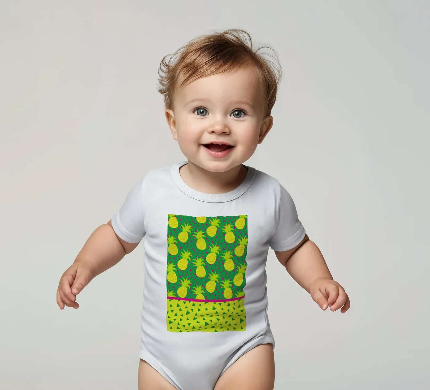 Falling Pineapples body neonato maniche corte da Maria Kritzas