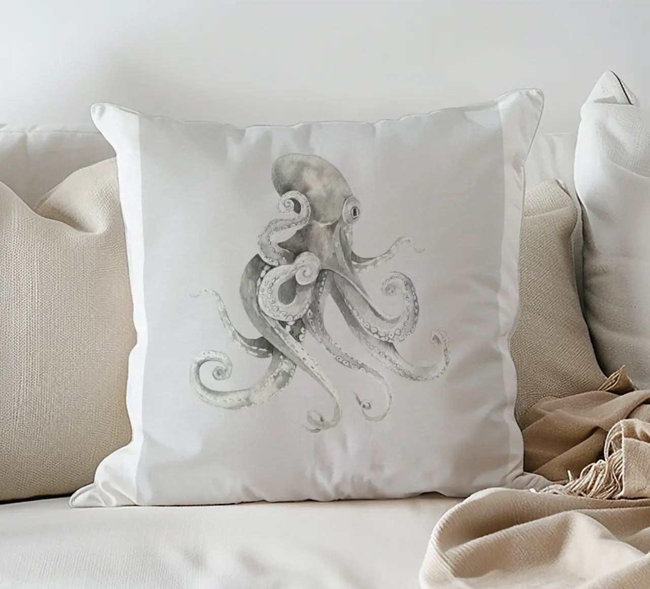 Boho Ocean 2 Octopus cuscino da Boho Print Collection