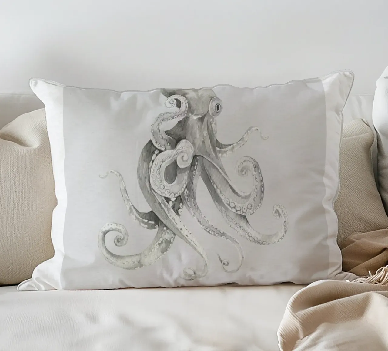Boho Ocean 2 Octopus cuscino da Boho Print Collection