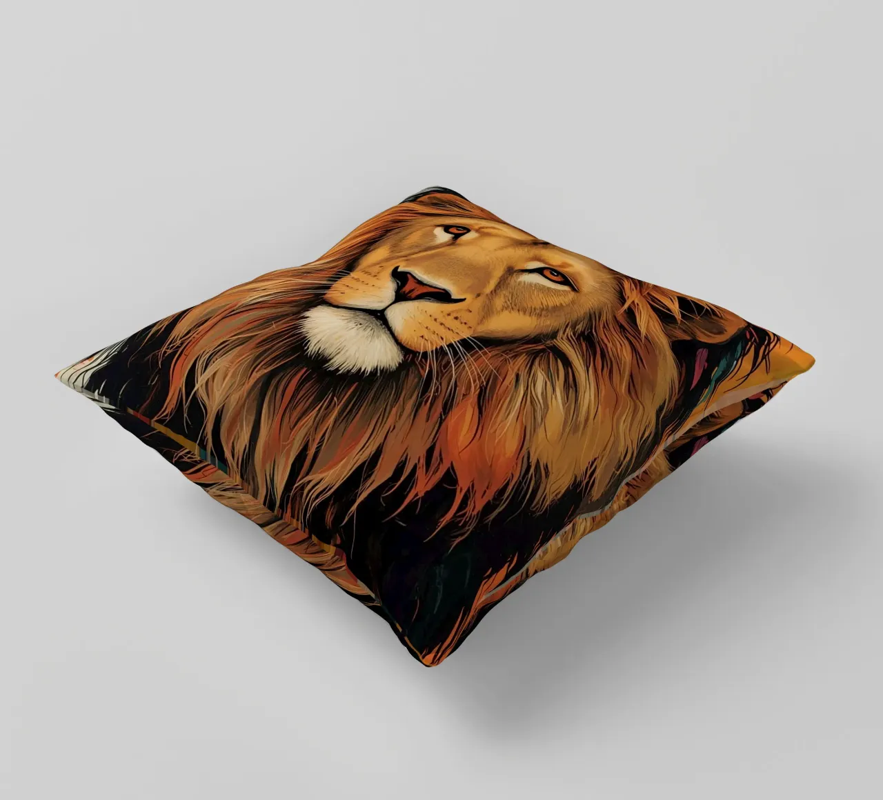 Testa di leone con piume cuscino da DesignDoodle