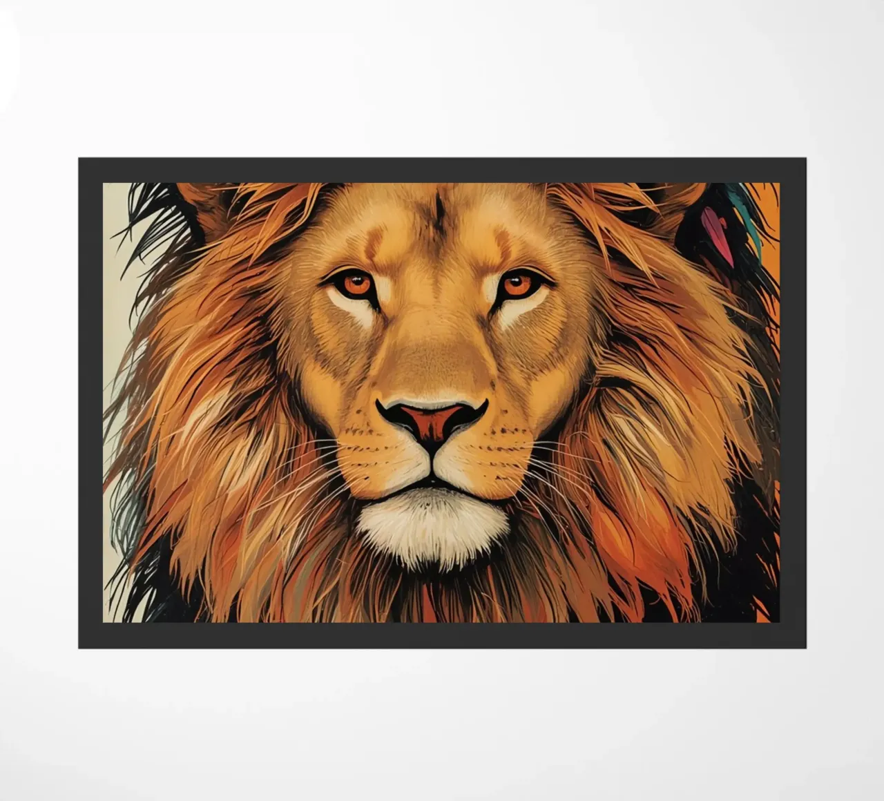 Testa di leone con piume zerbino da DesignDoodle