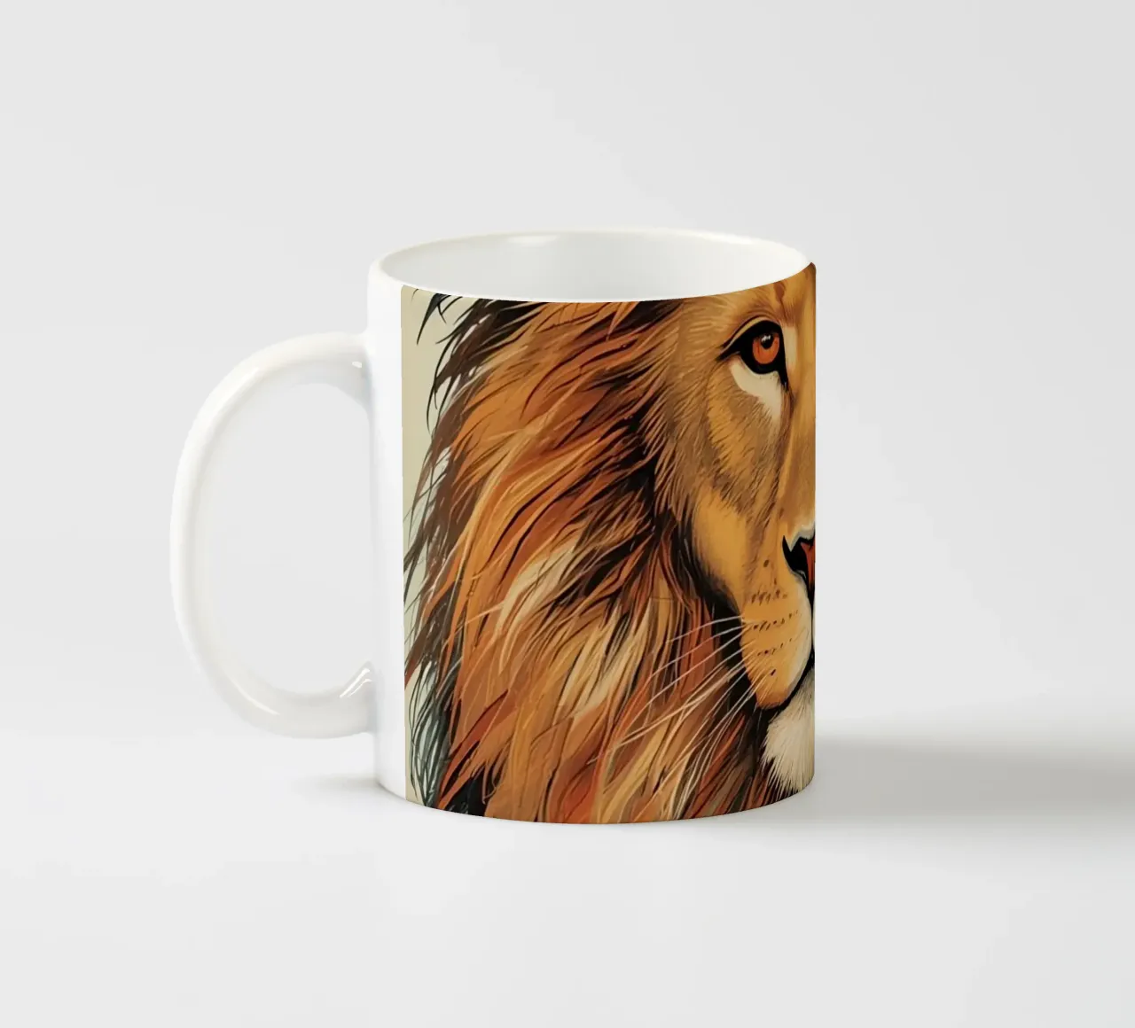 Leeuwenkop met veren keramische mok van DesignDoodle