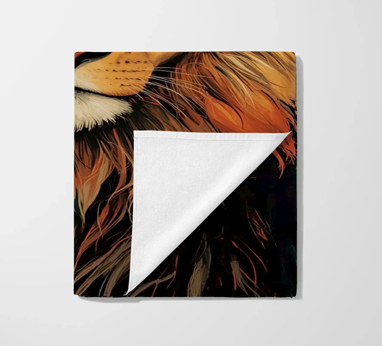 Testa di leone con piume telo mare da DesignDoodle