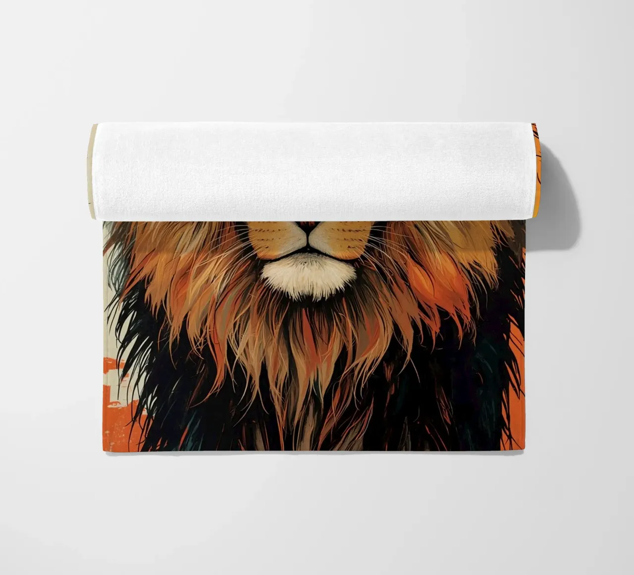 Testa di leone con piume telo mare da DesignDoodle