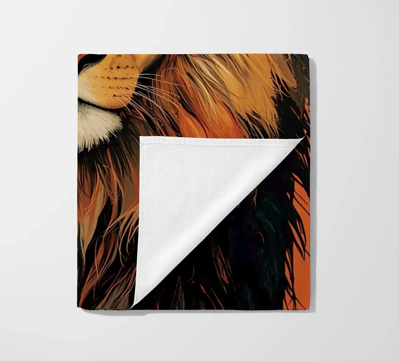 Testa di leone con piume telo mare da DesignDoodle