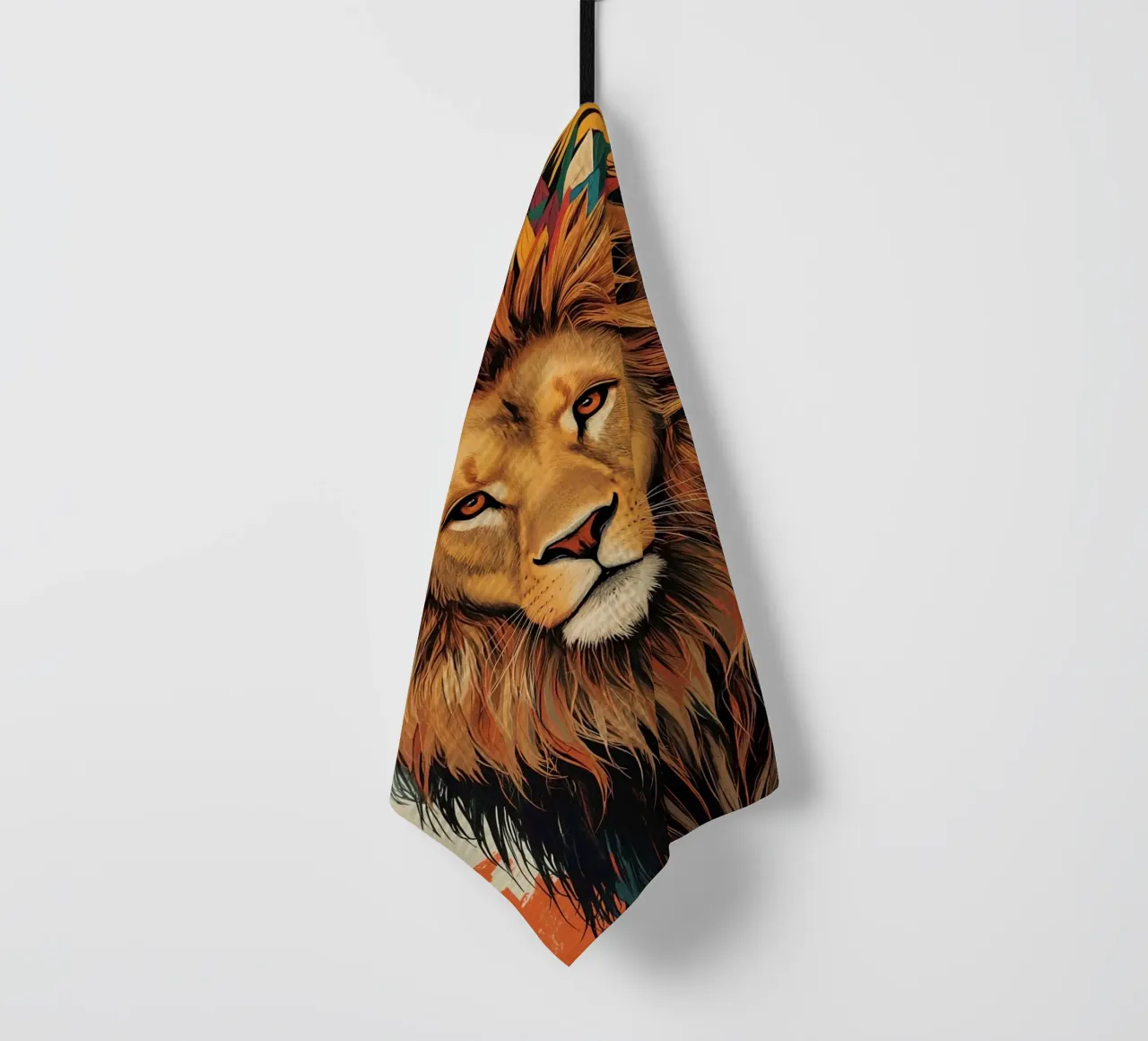 Leeuwenkop met veren theedoek van DesignDoodle