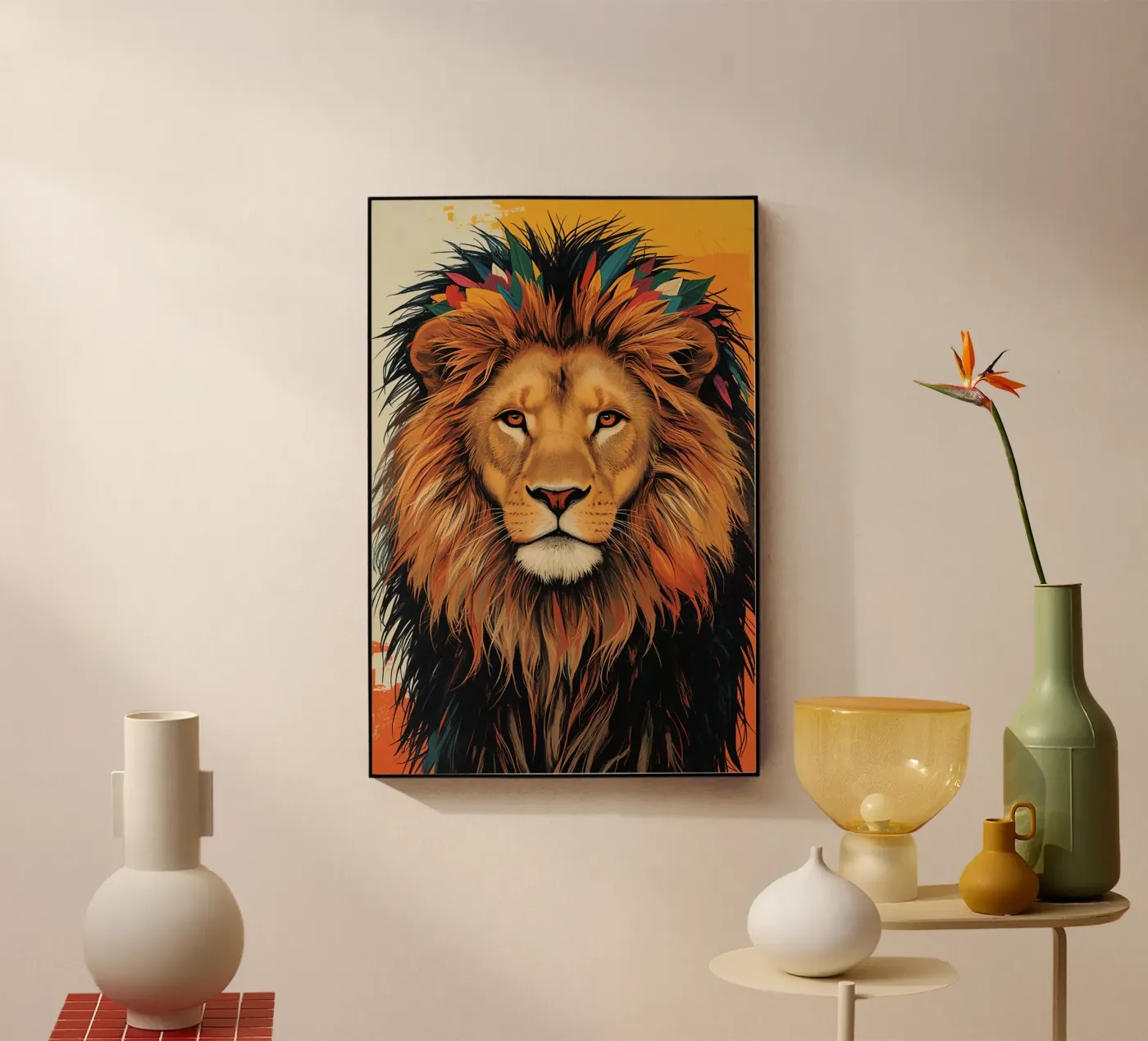 Testa di leone con piume plexiglass da DesignDoodle