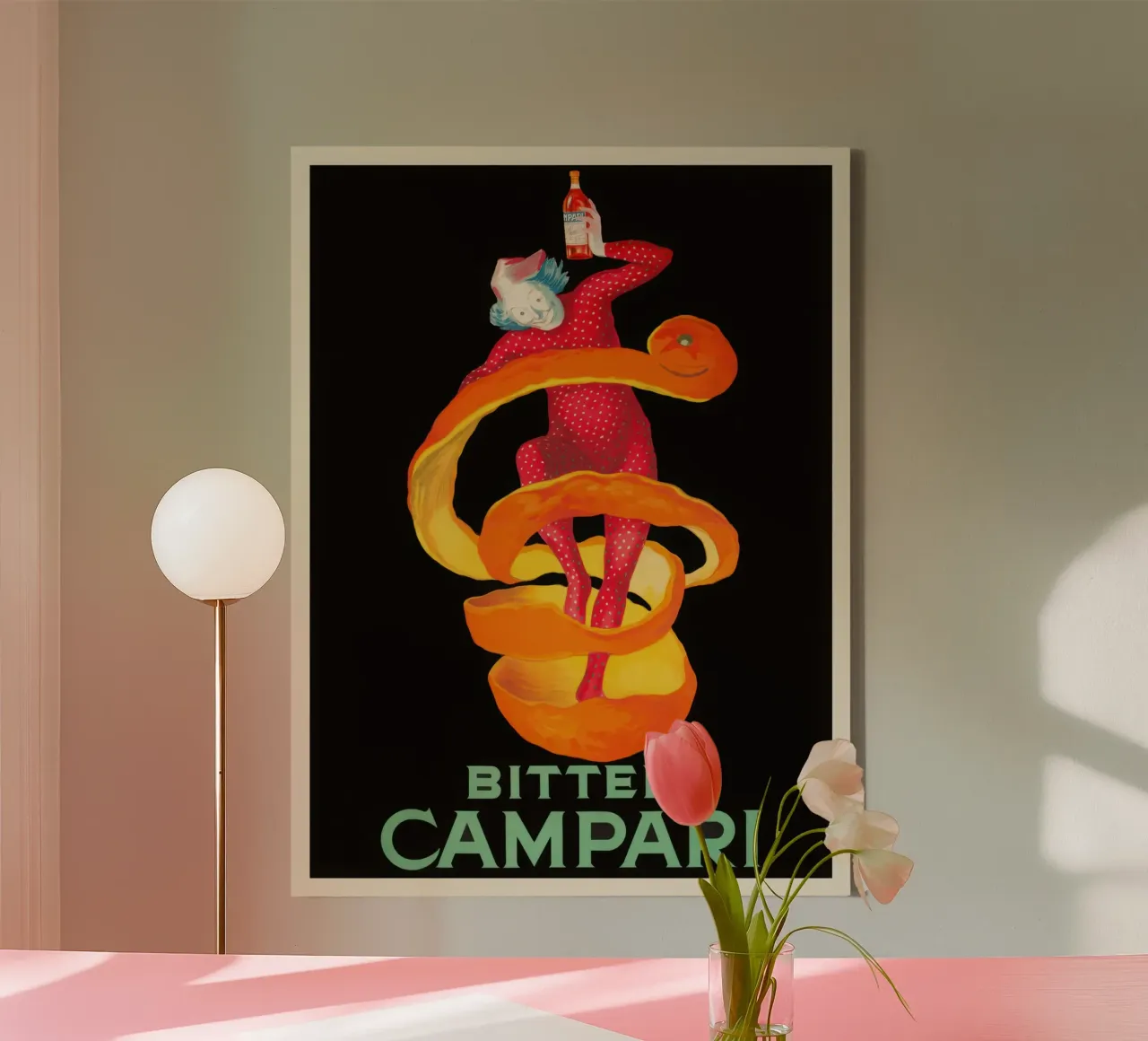 Campari amaro tela con Cornice a cassetta da mix mate