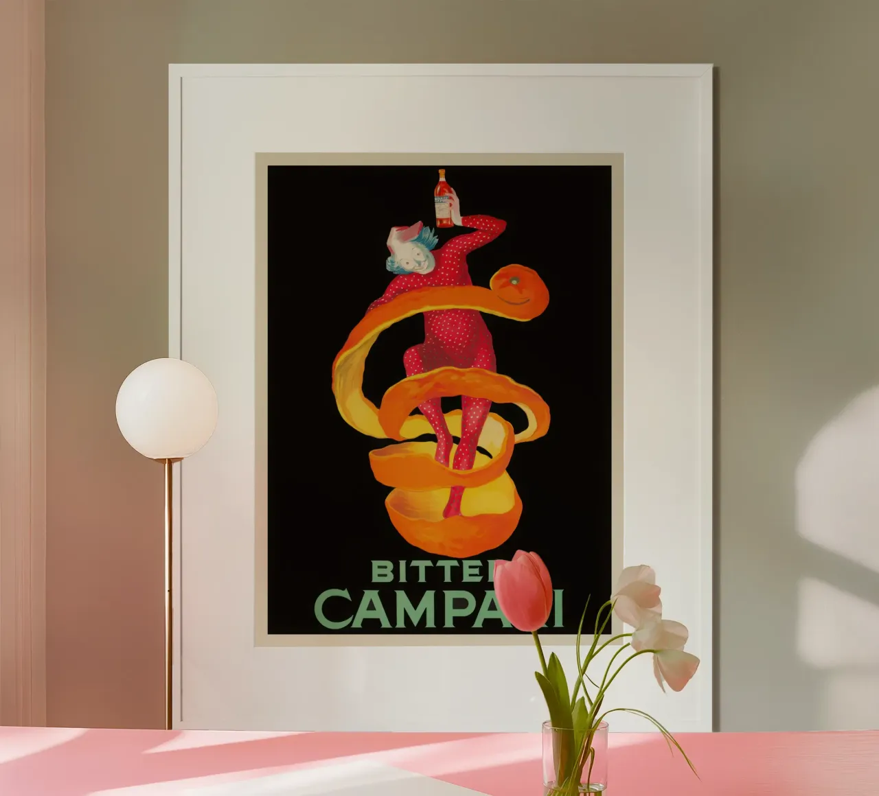 Campari amaro poster con telaio in legno da mix mate