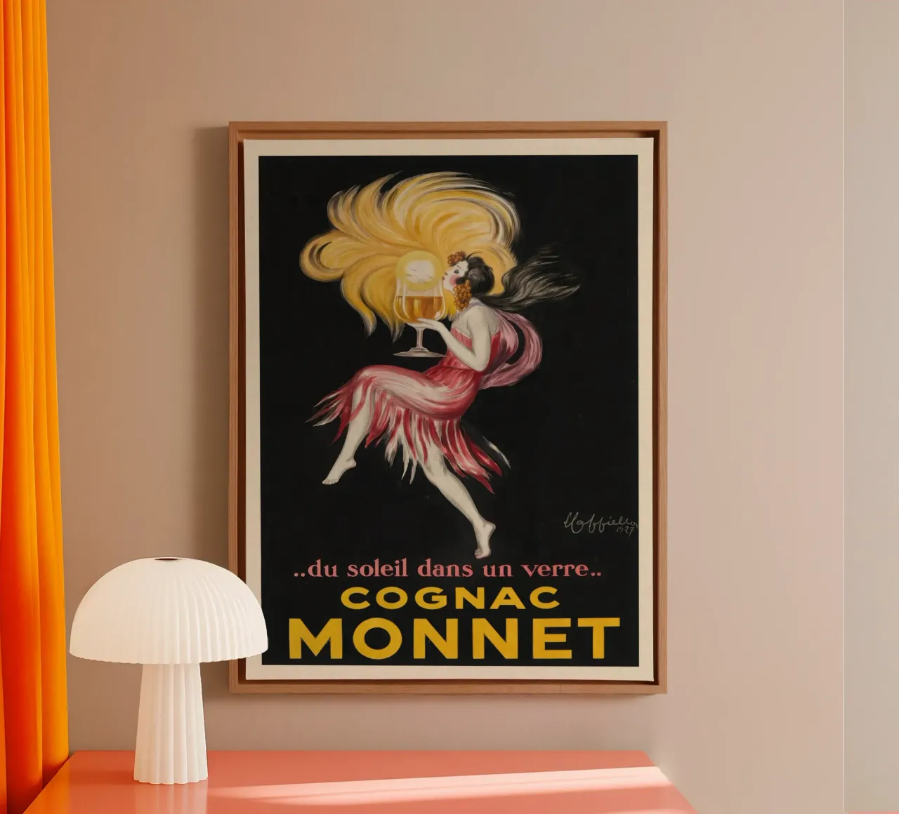 Cognac Monnet Leinwand mit Schattenfugenrahmen von mix mate