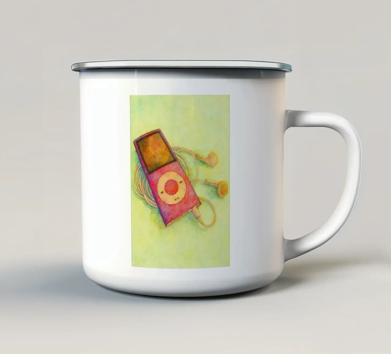 ipod vecchio dipinto vintage tazza in smalto da kroocoot