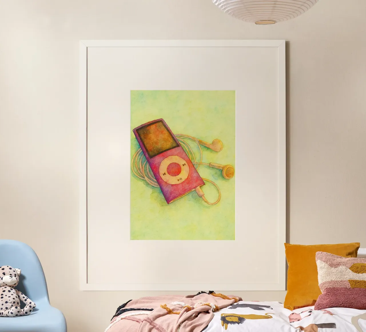 ipod vecchio dipinto vintage poster con telaio in legno da kroocoot