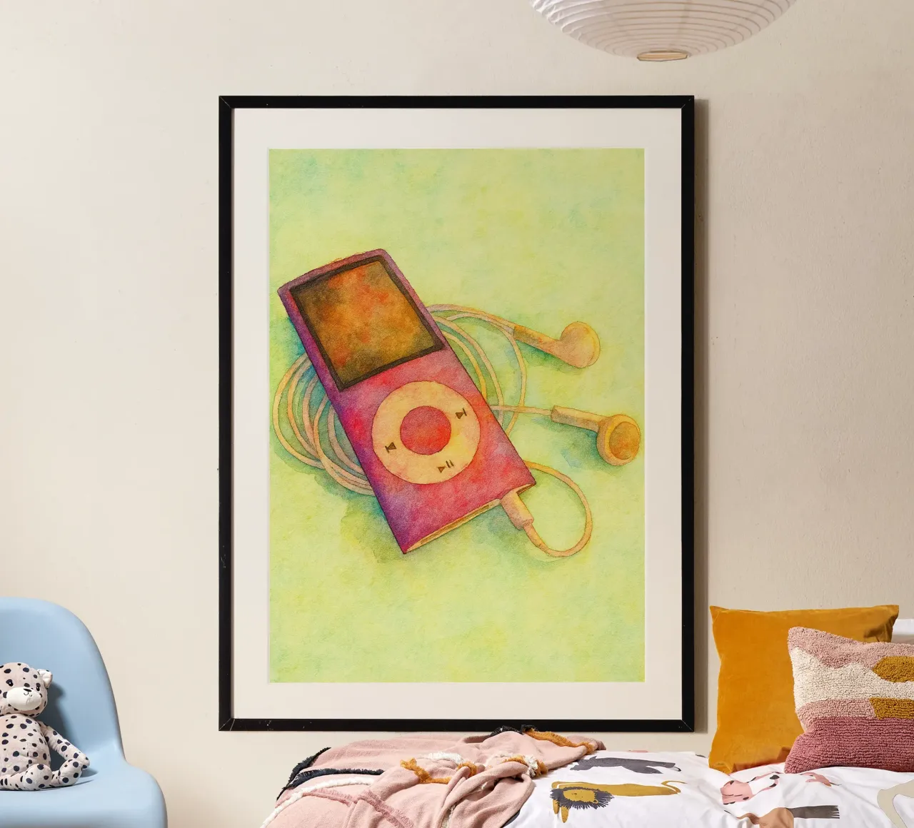 ipod vecchio dipinto vintage poster con telaio in legno da kroocoot