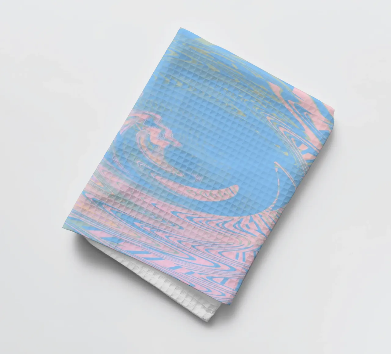 Abstract swirled pattern in blue and pink tea towel by Something for you