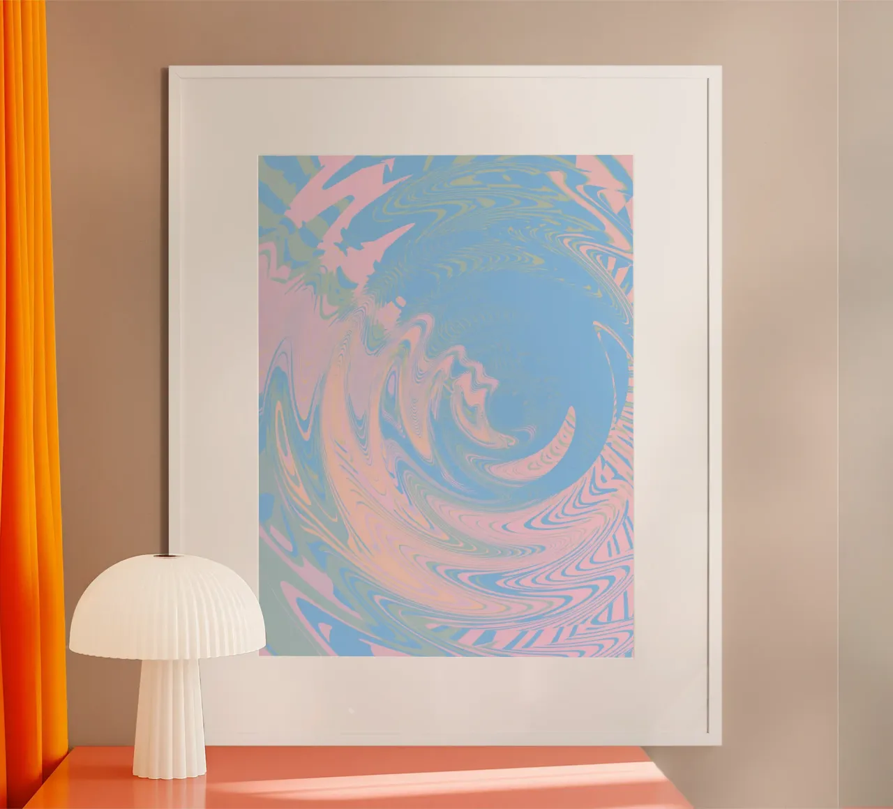 Abstract swirled pattern in blue and pink poster with plastic frame by Something for you