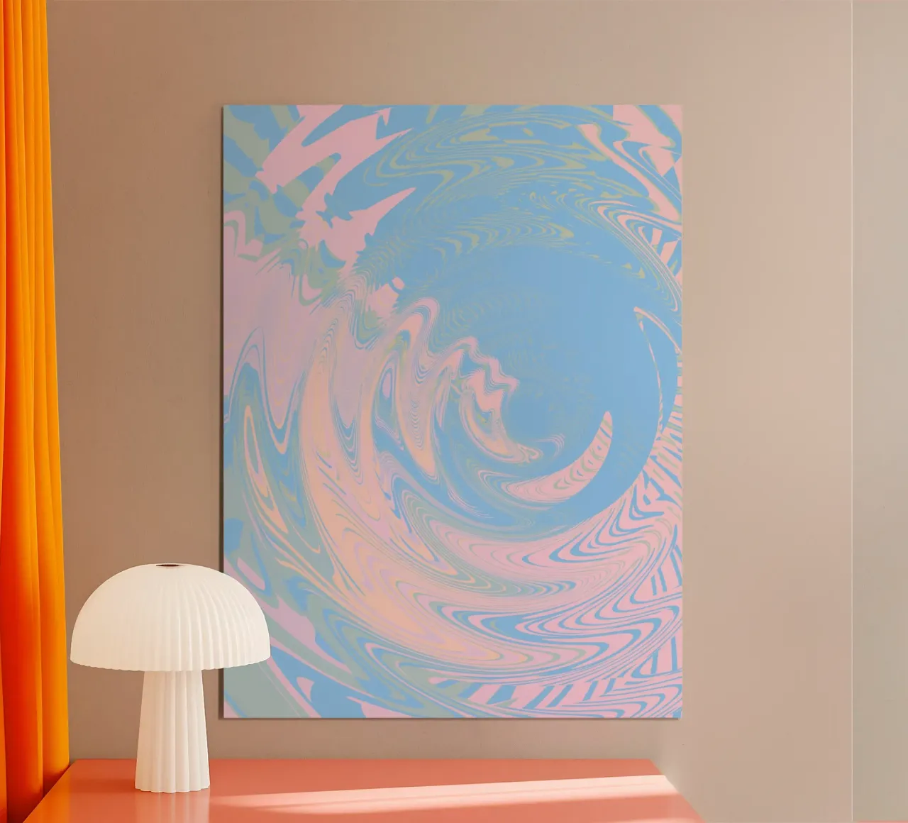 Abstract swirled pattern in blue and pink poster with plastic frame by Something for you