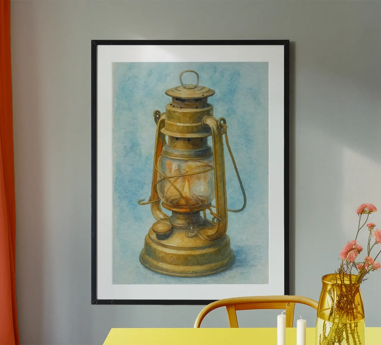 vecchia lampada di montagna quadro d'epoca poster da kroocoot