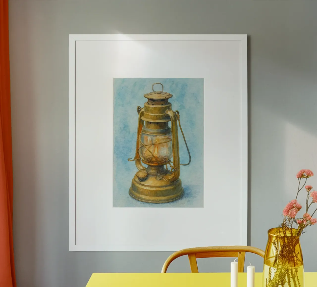 vecchia lampada di montagna quadro d'epoca poster da kroocoot
