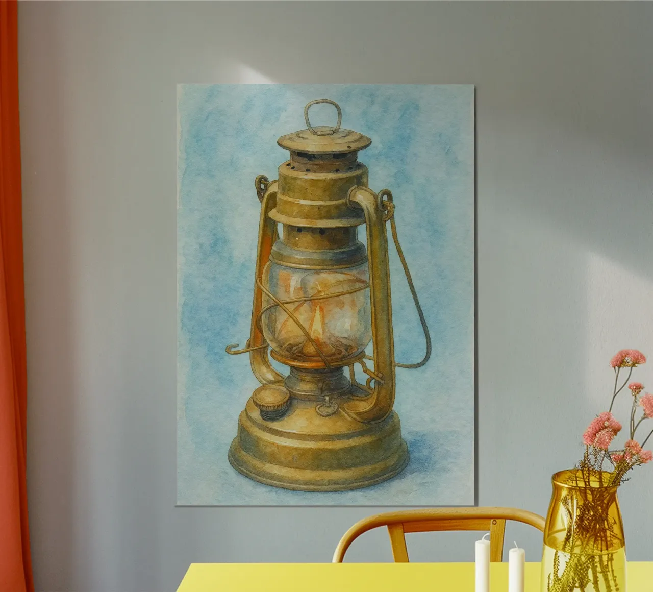 vecchia lampada di montagna quadro d'epoca poster da kroocoot