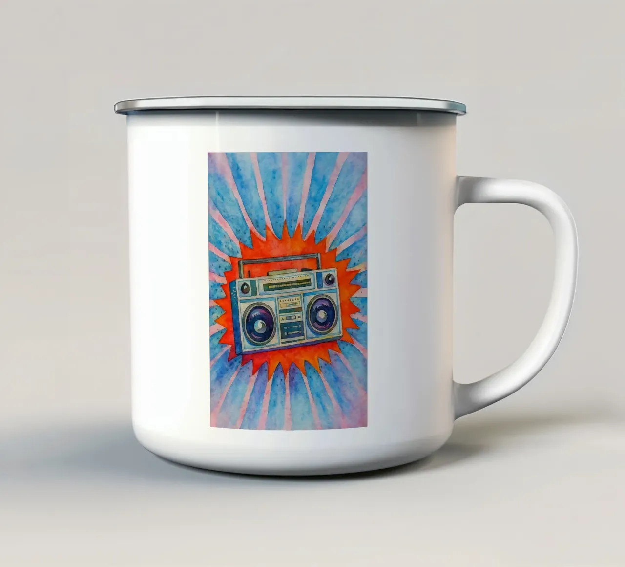 vecchia radio pittura d'epoca tazza in smalto da kroocoot
