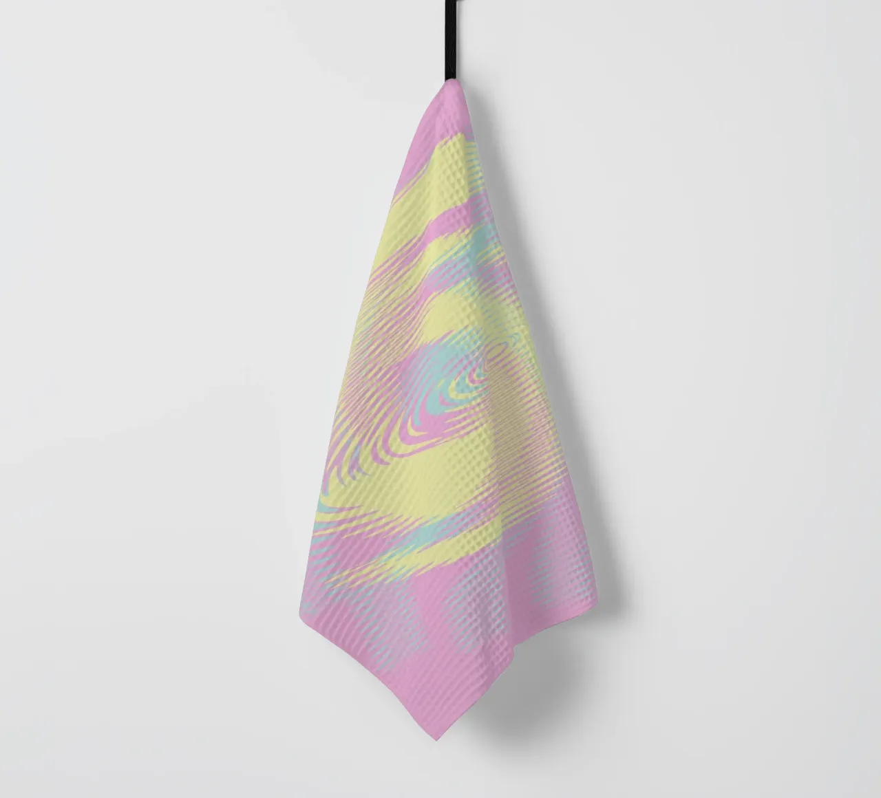 Motif abstrait en bleu, rose et jaune torchon de Something for you