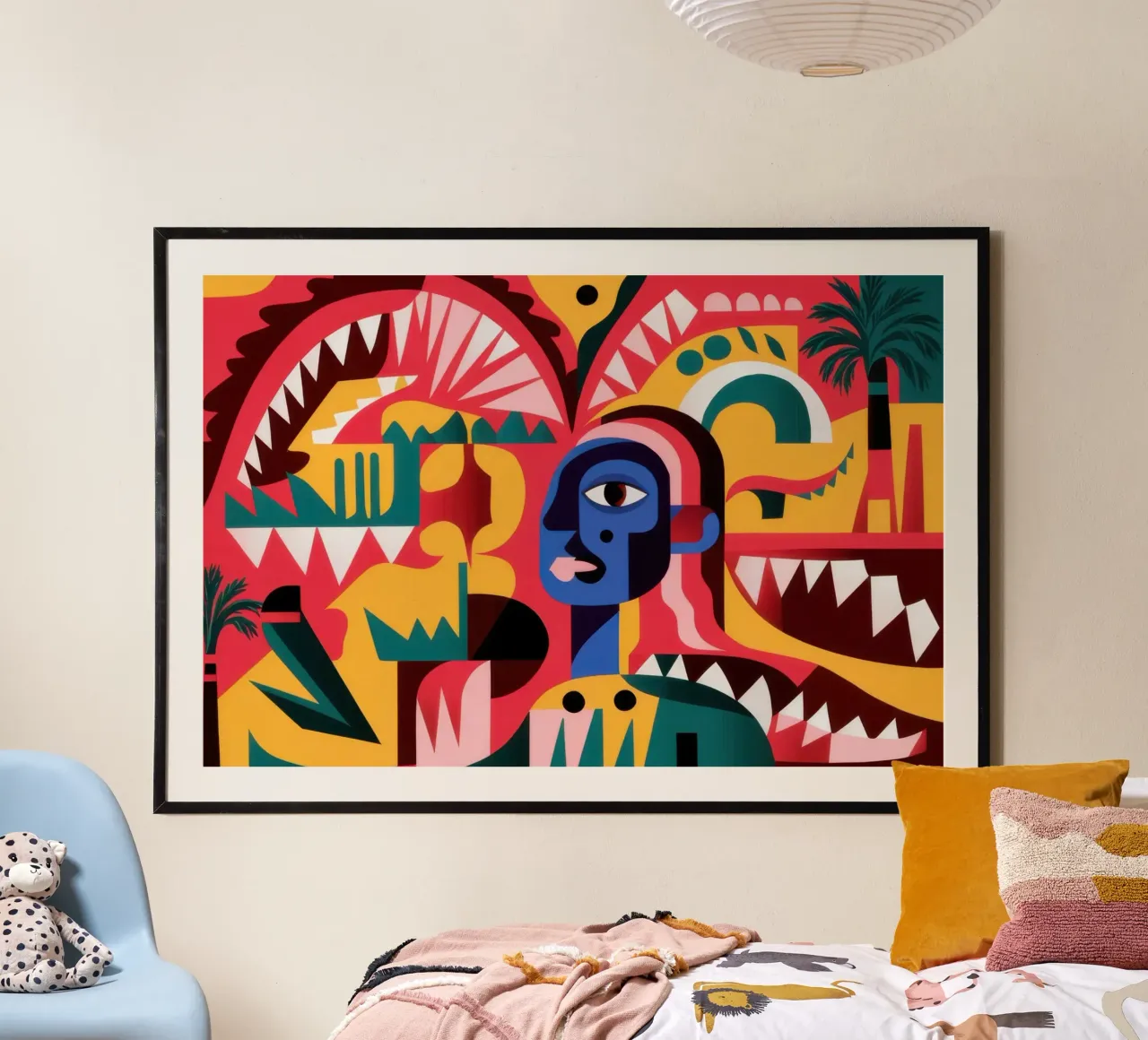 Urlo astratto urbano poster con telaio in legno da Echo Saber
