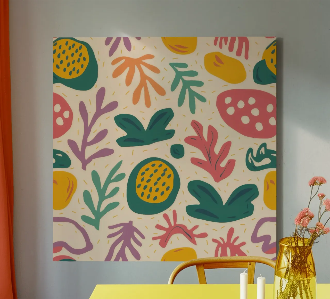 Abstract Orchard Pattern canvas with Floater frame by Echo Saber