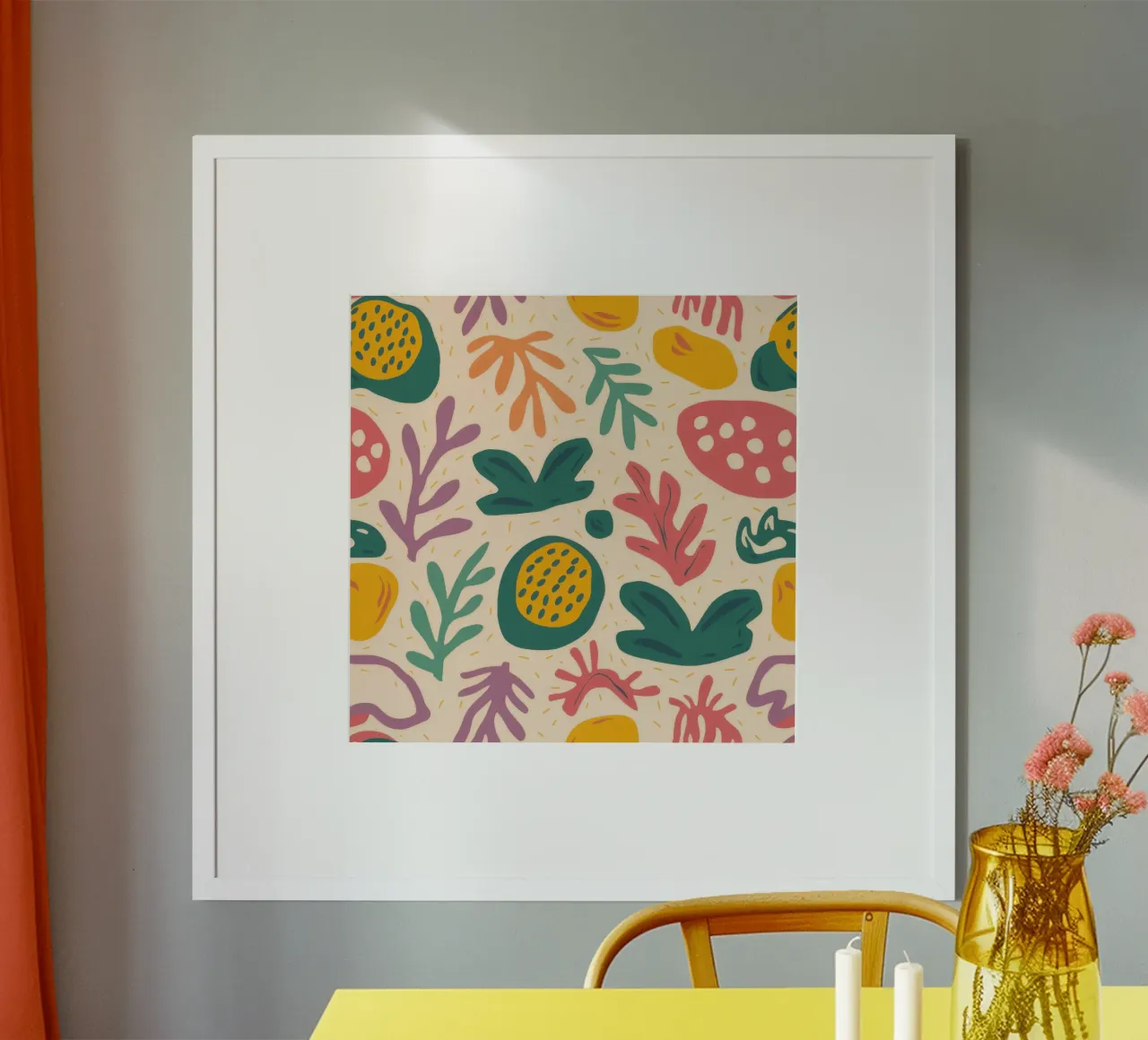 Motivo astratto del frutteto poster con telaio in legno da Echo Saber