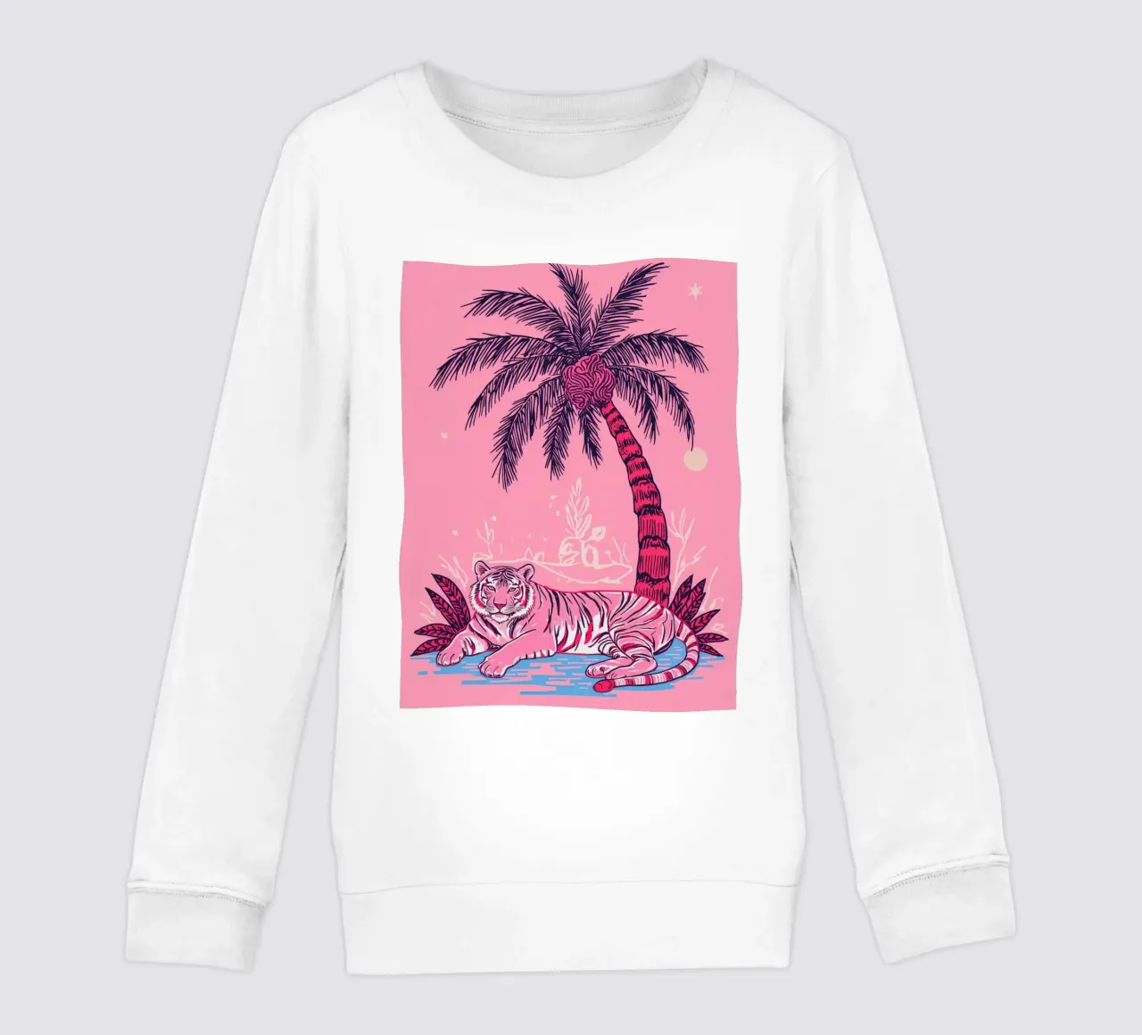 Tigre sotto una palma con combinazione di colori rosa felpa bambino da DesignDoodle