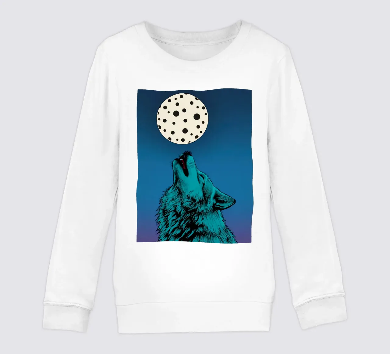 un lupo che ulula a una luna maculata felpa bambino da DesignDoodle