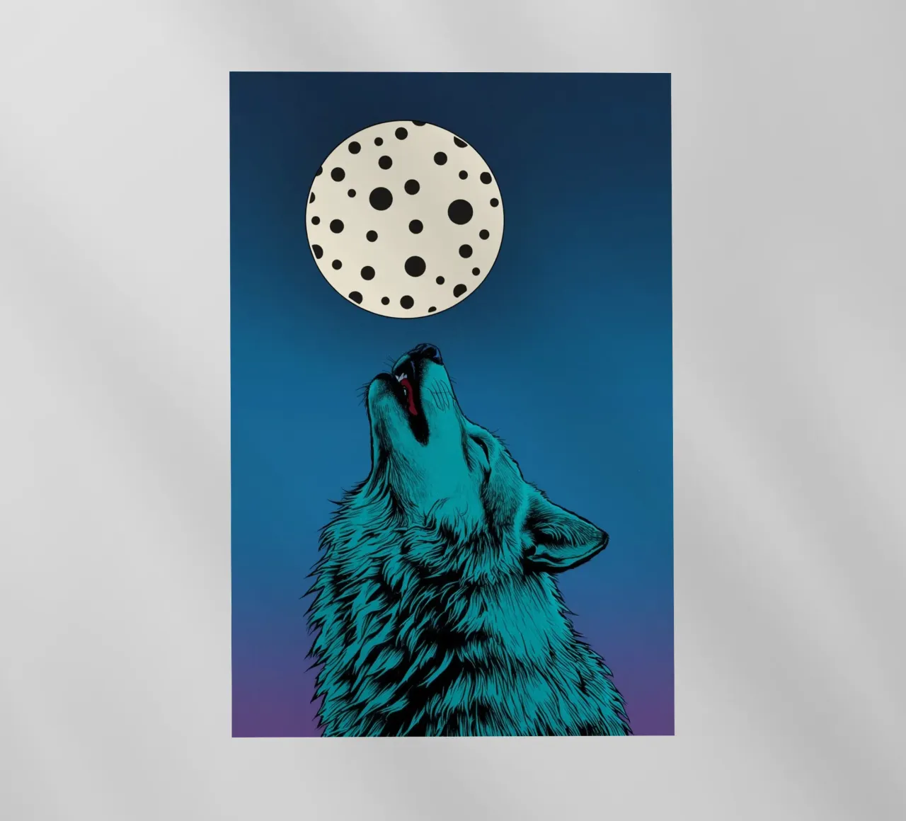 un lupo che ulula a una luna maculata pellicola backlit da DesignDoodle