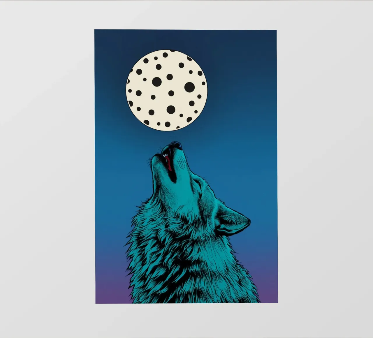 un lupo che ulula a una luna maculata telo in pvc da DesignDoodle