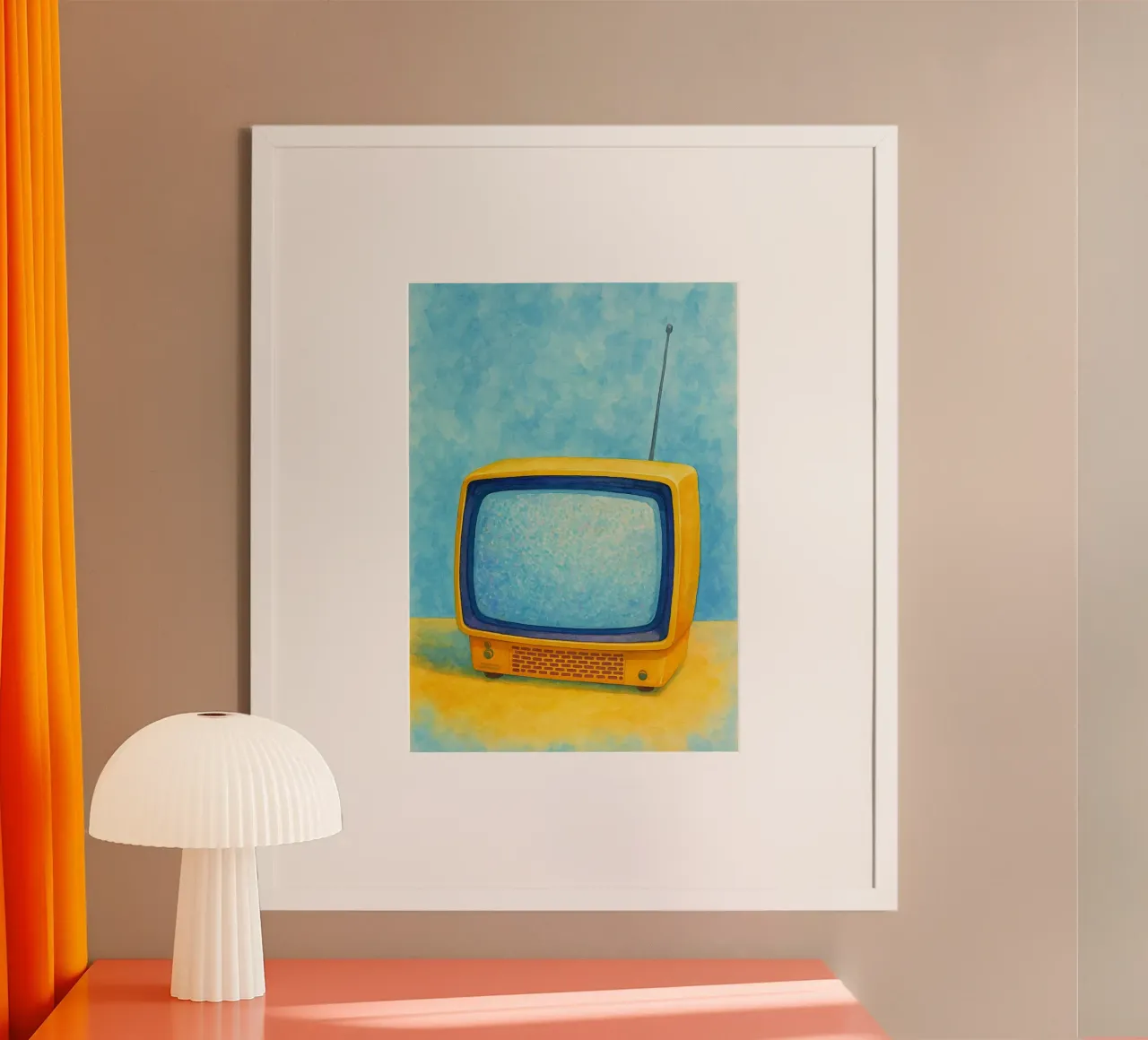 piccolo televisore vecchio quadro d'epoca poster da kroocoot