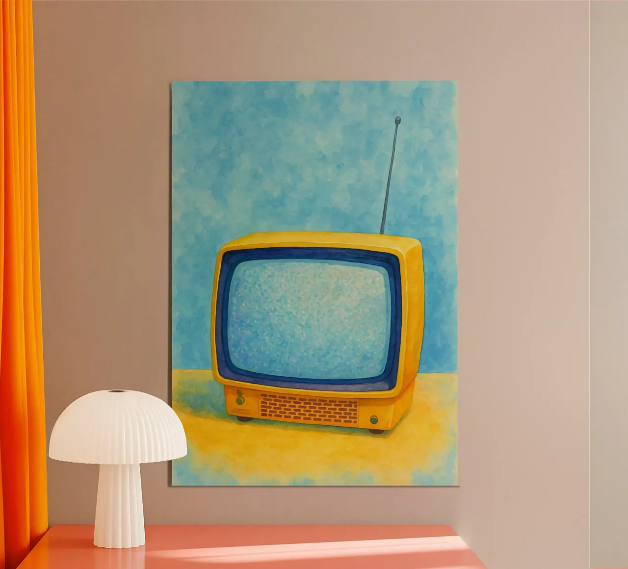 piccolo televisore vecchio quadro d'epoca poster da kroocoot
