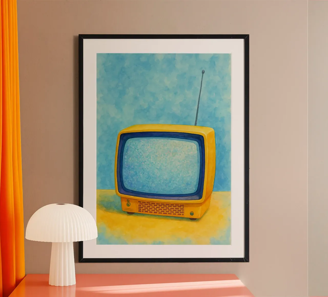 piccolo televisore vecchio quadro d'epoca poster da kroocoot