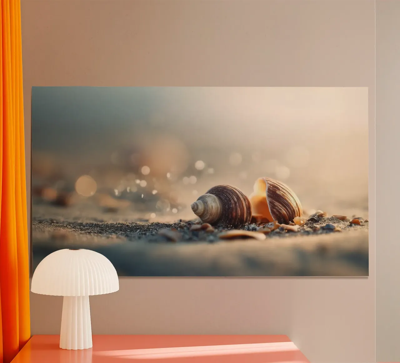 Bokeh Beach No 01 poster con telaio in legno da treechild