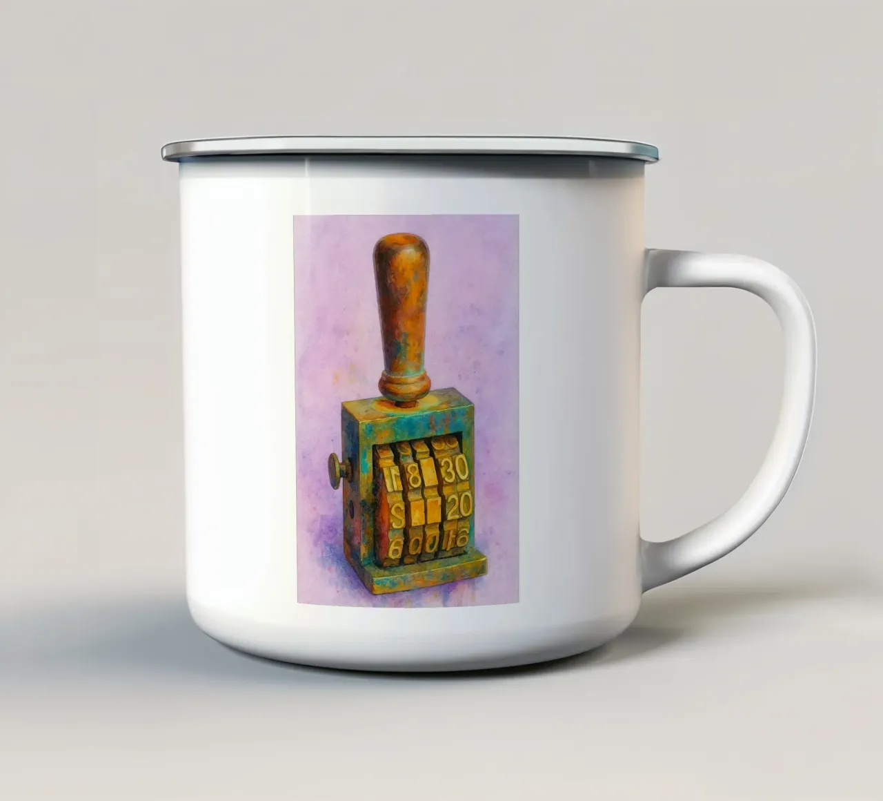 francobollo vecchio dipinto d'epoca tazza in smalto da kroocoot