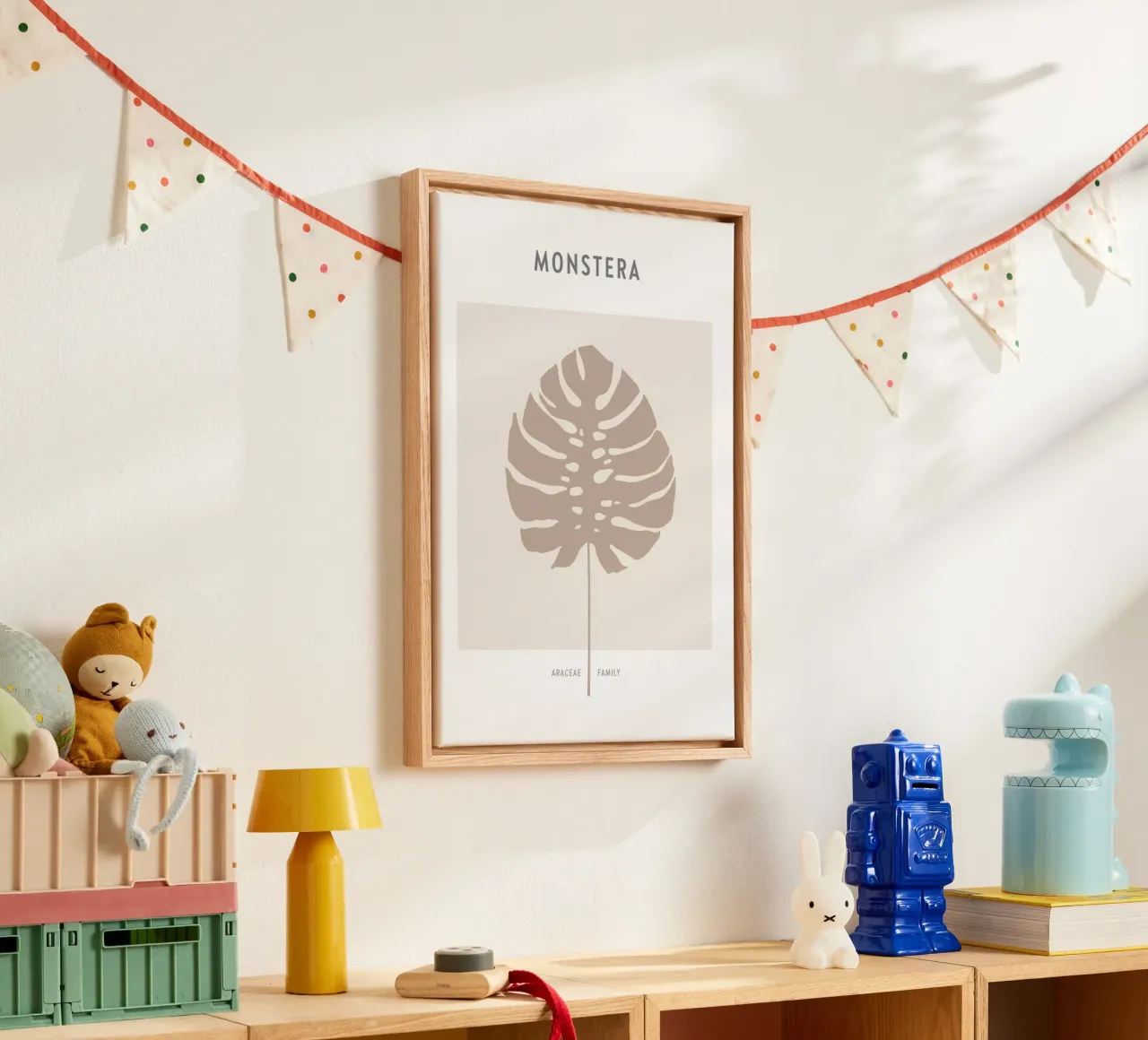 Boho Leaves 1 Monstera tela con Cornice a cassetta da Boho Print Collection