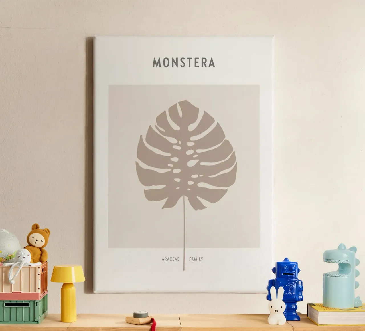 Boho Leaves 1 Monstera tela con Cornice a cassetta da Boho Print Collection