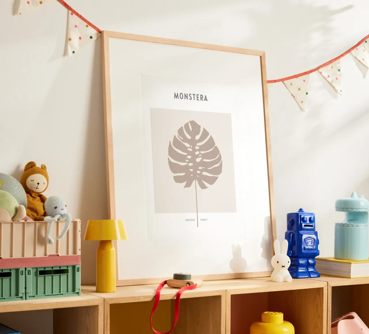 Boho Leaves 1 Monstera poster con telaio in alluminio da Boho Print Collection