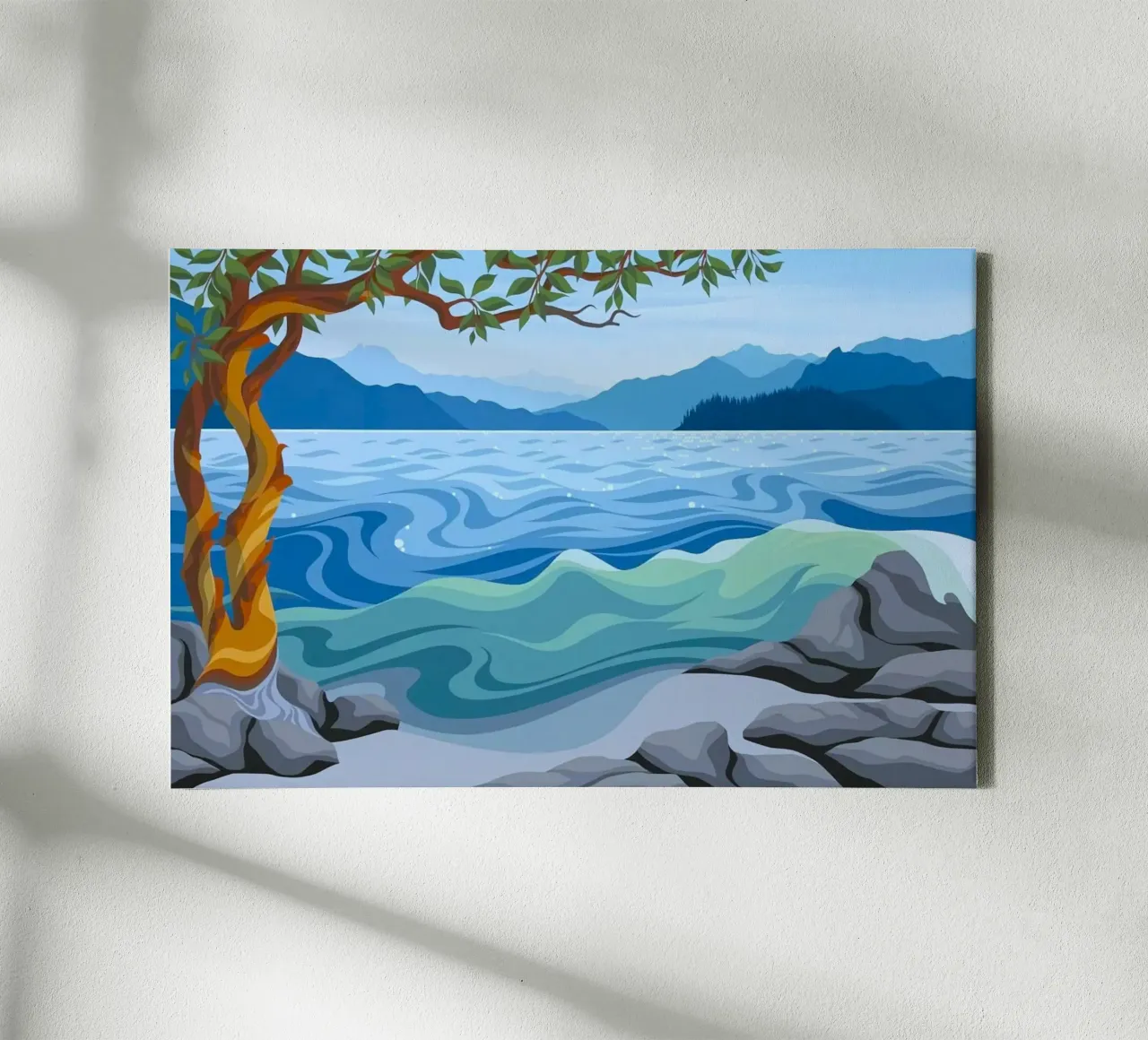 nature lake and rock tela con Cornice a cassetta da huminity