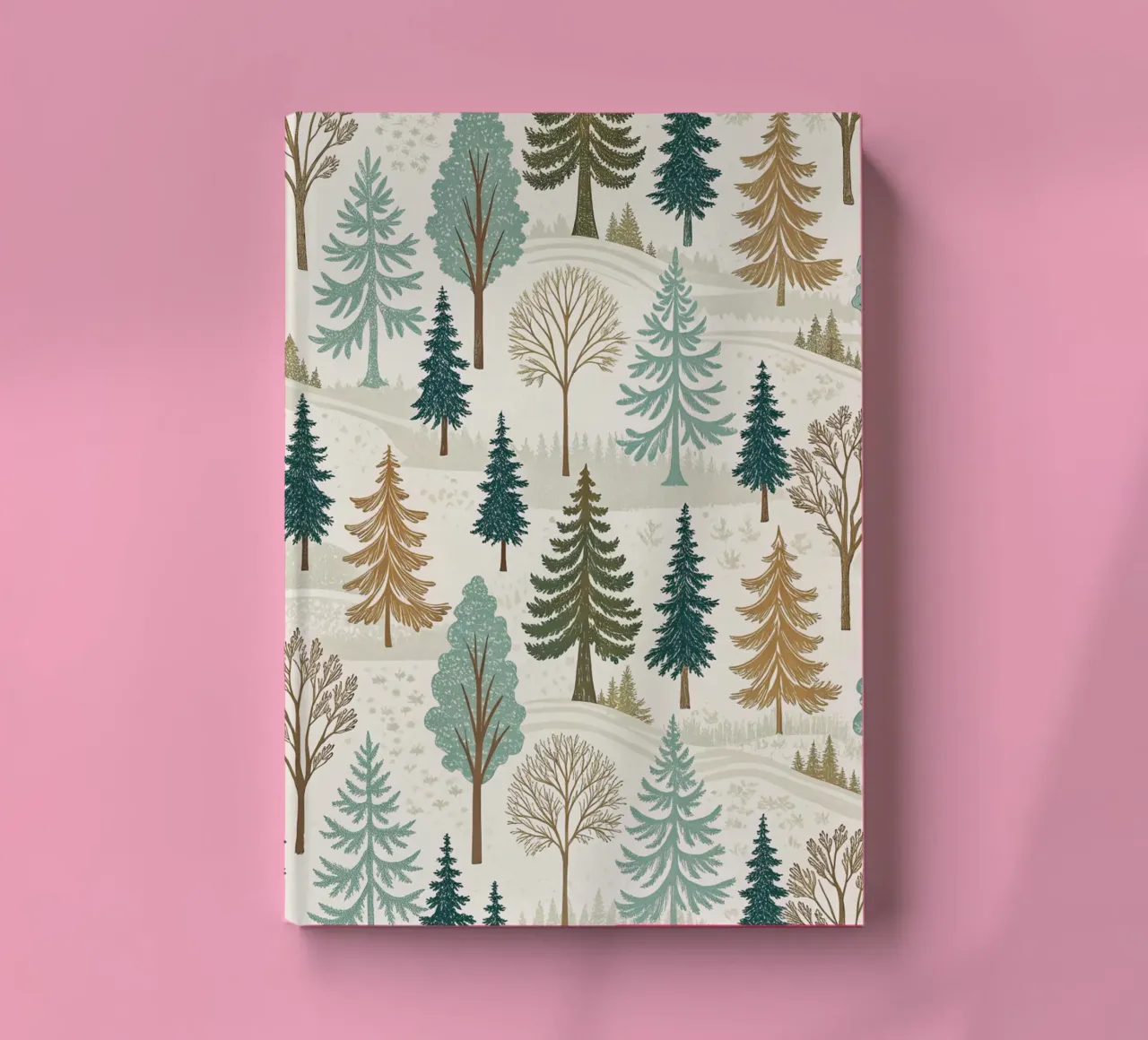 Winter Forest Serenity: A Seamless Pattern of Evergreen Tree notebook by Artistic-shop