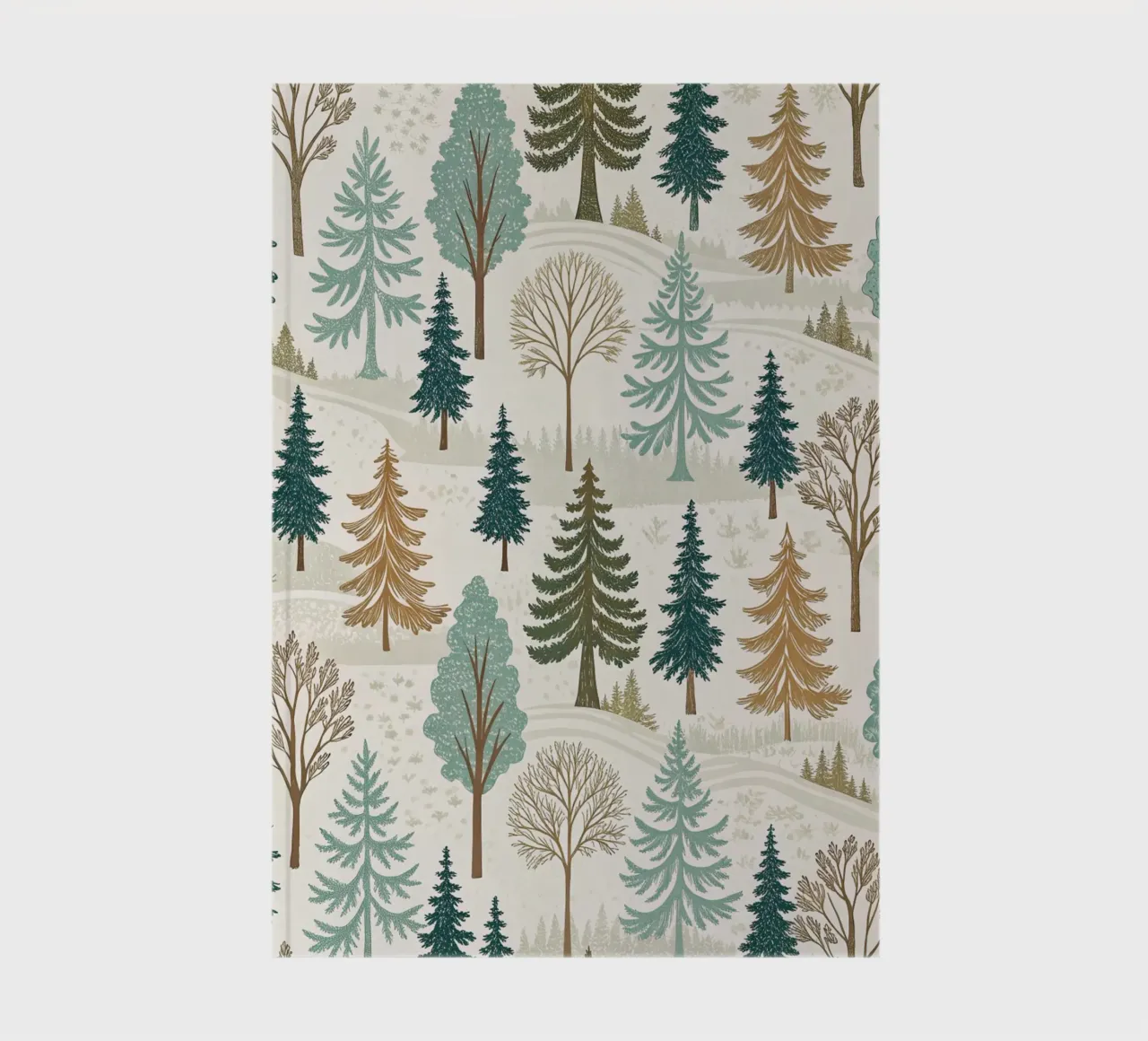 Winter Forest Serenity: A Seamless Pattern of Evergreen Tree notebook by Artistic-shop