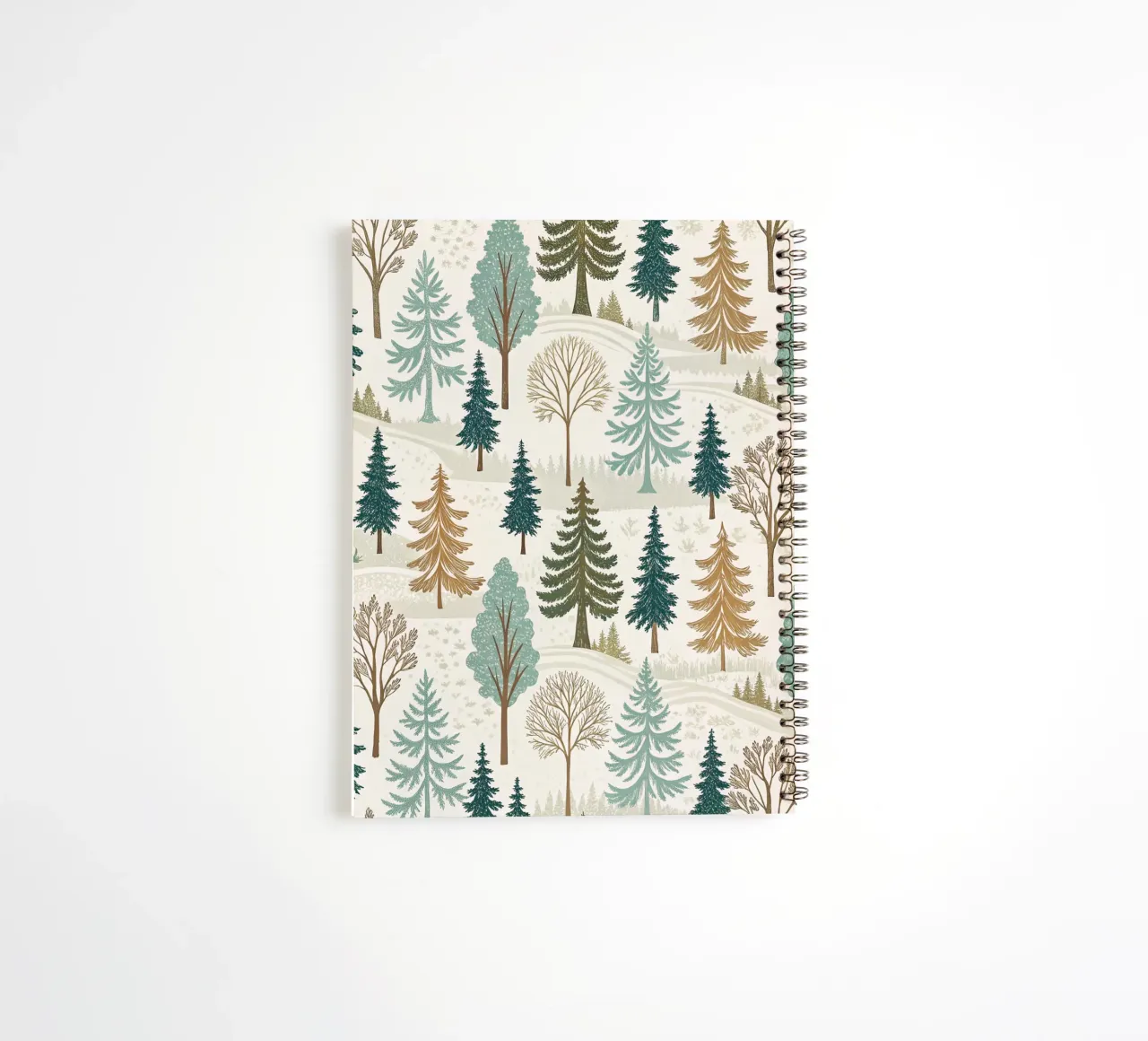 Winter Forest Serenity: A Seamless Pattern of Evergreen Tree spiral notebook by Artistic-shop